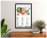 National Park Checklist Poster: Explore 63 US Parks with Color Map - 12x18