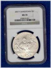Jamestown Commemorative Silver Dollar - 2007-P NGC MS70