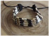 Four-Line Beaded Buffalo Bone Necklace with Tribal Stone Accents