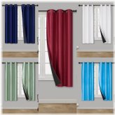 Midnight Silk Insulated Window Curtains - Set of 2 Panels (24x36 inches)