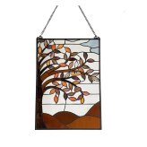 Autumn Tree Tiffany Style Stained Glass Window Panel