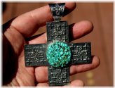 Turquoise Stone Tufa Cross Pendant by Kevin Yazzie