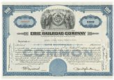 Blue Erie Railroad Stock Certificate