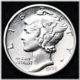 1938-D Silver Dime in Almost Uncirculated Condition