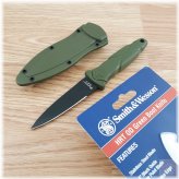 Green Rubber Handled Fixed Blade Knife by Smith & Wesson