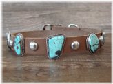 Southwest Turquoise Leather Dog Collar