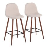 Pebble Metal Polyester Stool Set - Walnut/Beige by LumiSource