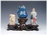 Triple Display Stand for Netsuke Snuff Bottles