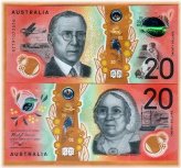 Redesigned Australian Polymer $20 Note with Ship and Airplane