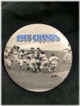 Dodgers World Series Champion Pin with Jackie Robinson Photo (1955)