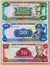 Nicaraguan Cordoba Trio Paper Money Set