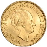 Golden Wilhelmina Dutch Coin (Random Date) - .1947 oz BU Quality