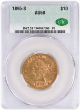 Golden Liberty Head 1895-S AU58 CACG