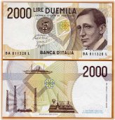 Marconi 2000 Lira Note - Pre-Euro Italian Paper Money