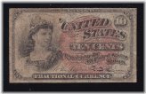 Blue Fiber 10c Fractional Currency Note - 4th Issue Small Seal FR 1261 Fine (30)