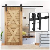 Black Hang Style Track Rail Kit for Sliding Barn Doors (6.6FT)