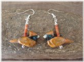 Artisan-Crafted Coral Cardinal Earrings