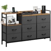 Chic Fabric Drawer Dresser with Charge Station