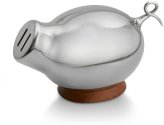 Kibo Piggy Bank - Stainless Steel with Acacia Wood Base