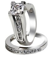 Princess Cut Stainless Steel Ring Set for Women