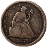 Silver Quarter Dollar Coin (1875-S)