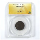 Seated Liberty Twenty Cent Piece - 1875 S VF 20 ANACS Silver