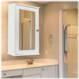 Reflective Wood Medicine Cabinet with Wall Storage and Shelf Organizer