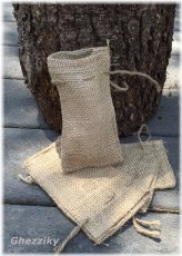 Jute Drawstring Burlap Sacks - Set of Three Different Sizes