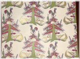 Retro Holiday Paper with Cats, Dogs, Roosters, Music, and Trees