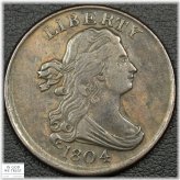 Copper Draped Bust Half Cent - 1804 Plain 4, No Stems