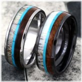 Rustic Turquoise Antler Wedding Band