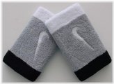 Swoosh Doublewide Wristbands LT Smoke Grey/Black/White