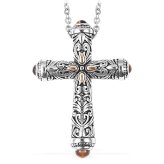 Tiger's Eye Cross Necklace with Swirl Design