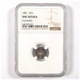 Silver Trime 3c - 1861 Uncirculated Details