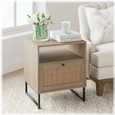 Mina Rattan and Wood Nightstand