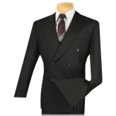 Regal Black Double-Breasted Suit with Adjustable Waist by VINCI