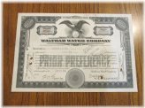 Vintage Waltham Watch Company Stock Certificate