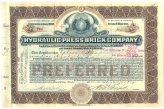 Eliot Hydraulic Press Brick Stock Certificate