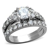 Sparkling Stainless Steel Wedding Ring Set