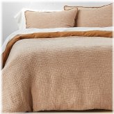 Warm Brown Textured Cotton Duvet & Sham Set