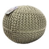 Olive Knitted Round Foot Stool