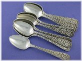 Vintage Repoussé S KIRK & SON Coin Silver Spoons