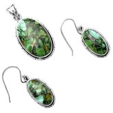 Emerald Essence Silver Jewelry Set