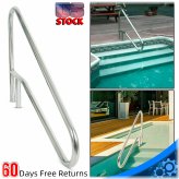 Stainless Steel Pool Handrail with Cross Braced Deck Mounted Step Stair Rail (50"x 36")