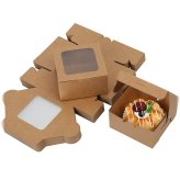 Kraft Pastry Display Box with Clear Window (60 Pack)