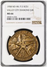 The Valley City Commemorative Medal - MS66 NGC - HK-713, ND Token