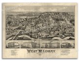 Medway Massachusetts Vintage Style City Map - 1887