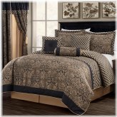 Black Gold Floral Jacquard Comforter Set