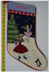 Frosty Skaters Needlepoint Monogrammed Stocking