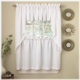 White Ribcord Kitchen Curtains